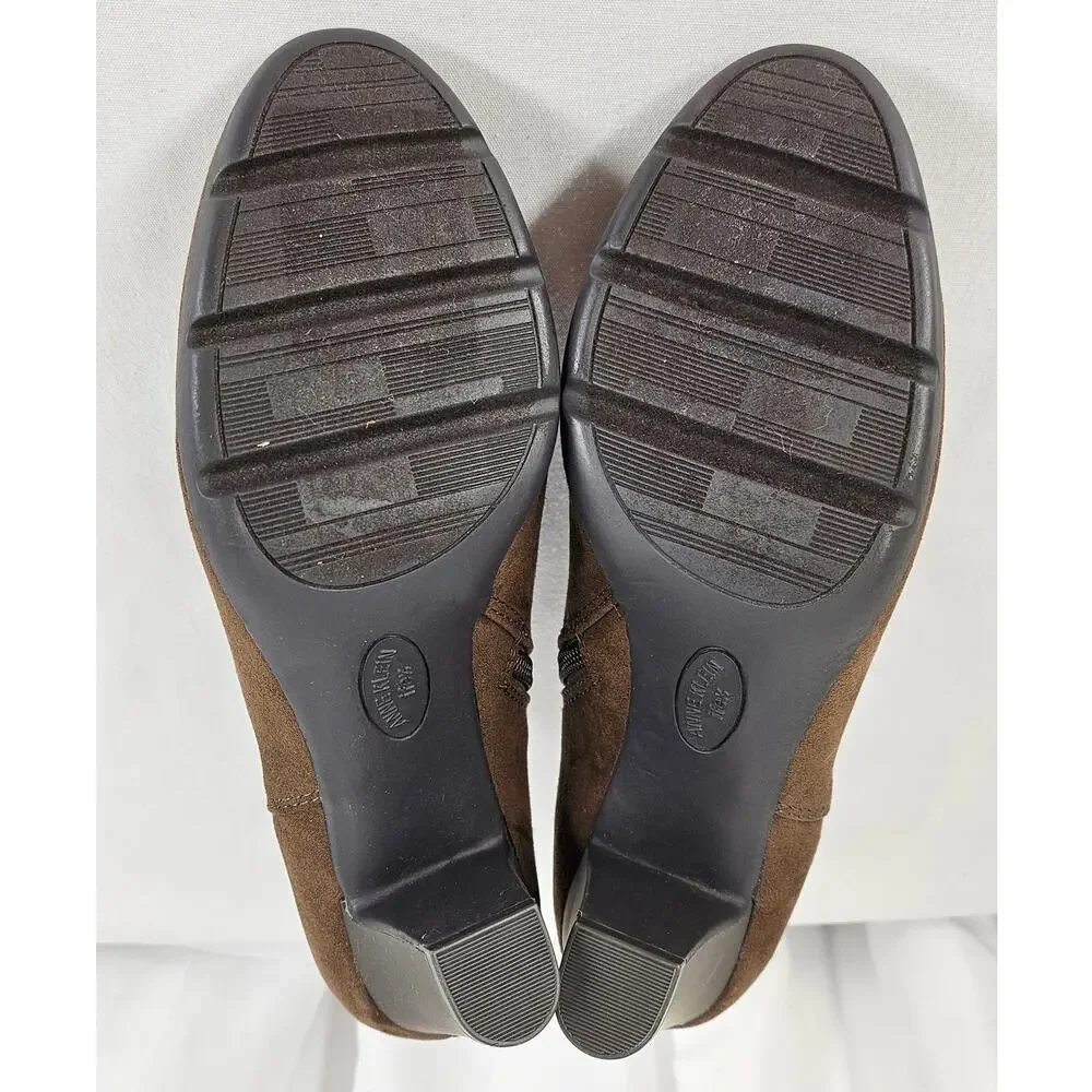ANNE KLEIN XLAND BROWN HEEL ZIP ANKLE BOOTIES – WOMEN’S SIZE 7 – FABRIC UPPER